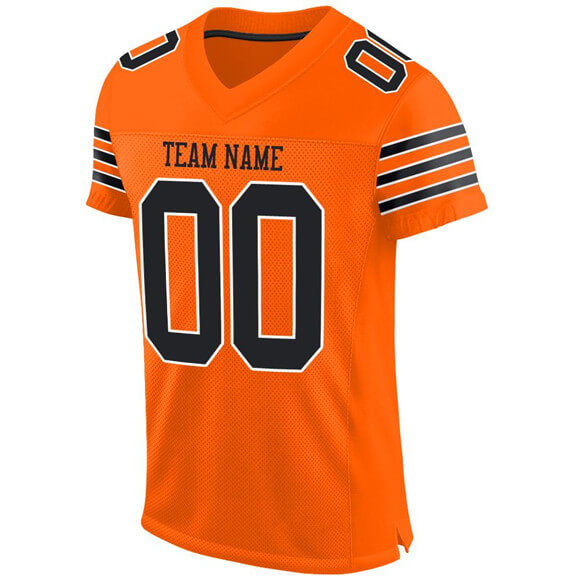 Custom Orange Black-White Mesh Authentic Football Jersey | Szorro