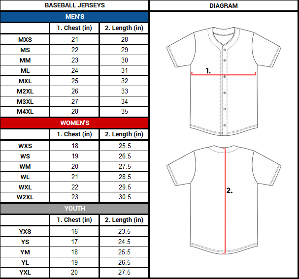 Size Sheet for Custom Jersey Szorro